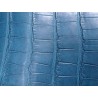 Morceau de cuir crocodile véritable - bleu canard - cuir en stock