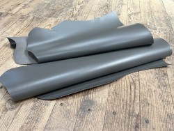 Demi-peau de cuir de veau BOX lisse - tannage ferme - Gris - Cuir en Stock