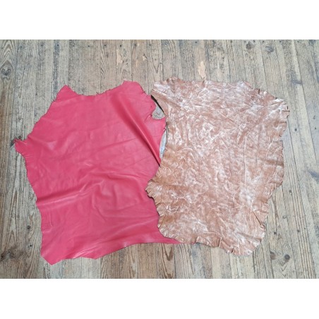 Lot de 2 peaux de cuir d'agneau et de chèvre -D- Cuir en Stock