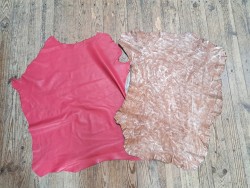 Lot de 2 peaux de cuir d'agneau et de chèvre -D- Cuir en Stock