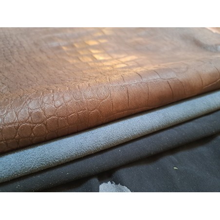 Lot de 3 peaux de cuir stretch - Cuir en Stock