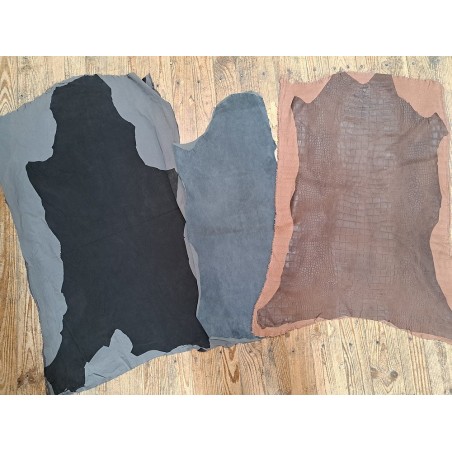 Lot de 3 peaux de cuir stretch - Cuir en Stock