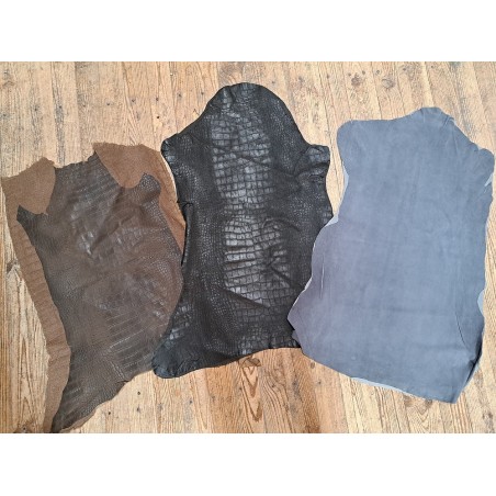 Lot de 3 peaux de cuir stretch - Cuir en Stock