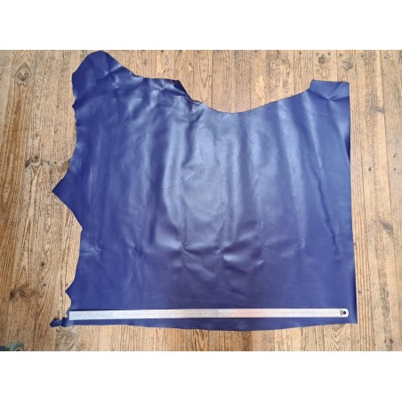 Demi-peau de cuir de veau lisse - Bleu électrique - B - Cuir en Stock