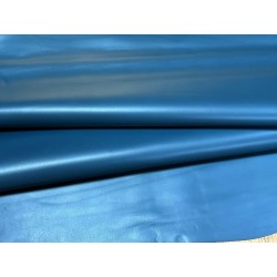 Peau de cuir d'agneau lisse bleu canard - Cuir en Stock