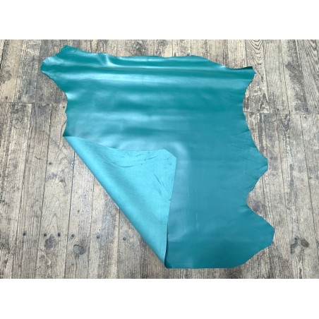 Peau de cuir d'agneau lisse vert - Cuir en Stock