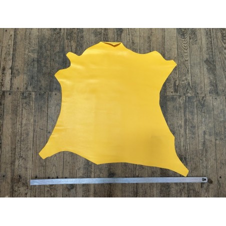Peau de cuir d'agneau lisse jaune tournesol - Cuir en Stock
