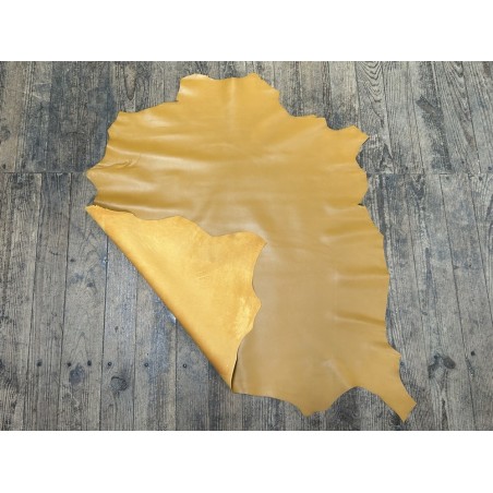 Peau de cuir d'agneau lisse jaune ocre - Cuir en Stock