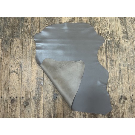 Peau de cuir d'agneau lisse gris taupe  - Cuir en Stock