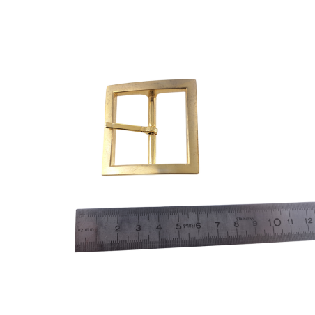 Boucle de ceinture carée - Laiton brossé - 35 mm - Cuir en Stock