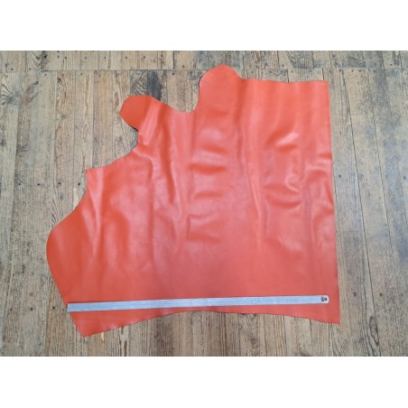 Demi-peau de cuir de vachette lisse - Orange potiron - maroquinerie - cuir en stock