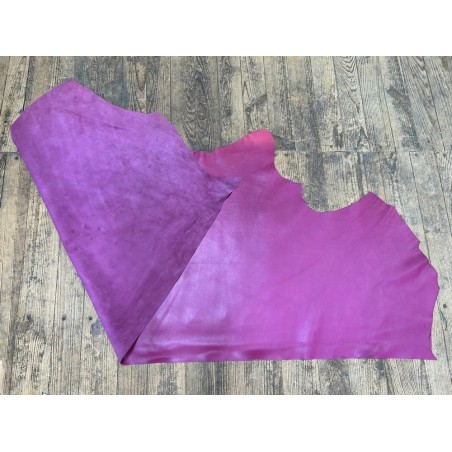 Demi-peau de cuir de veau lisse au tannage souple - Rose magenta - Cuir en Stock