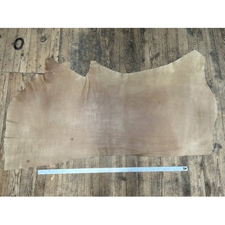 Demi-peau de cuir de veau lisse au tannage souple - Sable - Cuir en Stock