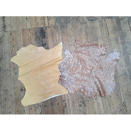 Lot de 2 peaux de cuir d'agneau et de chèvre - A - Cuir en Stock