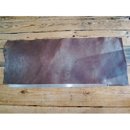 Demi collet de vache tannage végétal grainé - Café - Cuir en Stock
