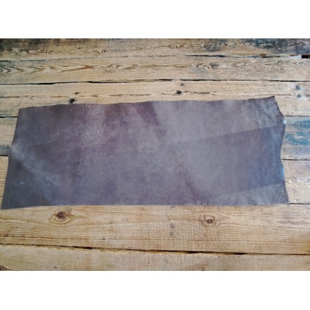 Demi collet de vache tannage végétal grainé - Café - Cuir en Stock