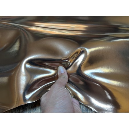 Peau de cuir de chèvre métallisé effet miroir cuivré -  maroquinerie - Cuir en Stock
