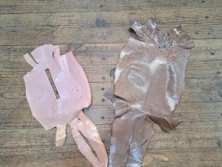 Lot de 2 peaux de cuir de lézard - B - Bambou/Rose pastel