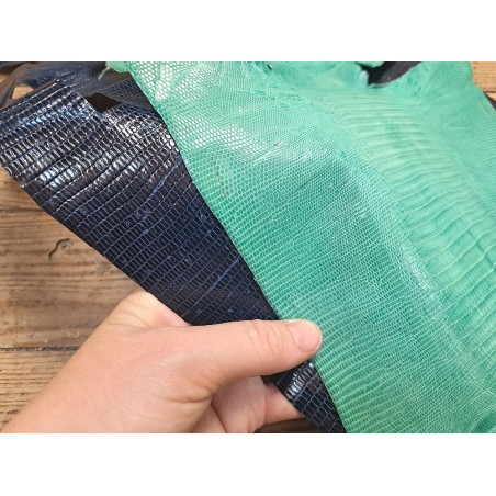 Lot de 2 peaux de cuir de lézard - C - Turquoise/Bleu marine