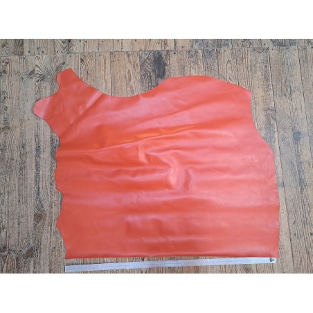 Demi-peau de cuir de vachette lisse - Orange potiron -B-Cuirenstock