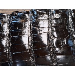 Peau de crocodile véritable - Noir - Cuir en Stock