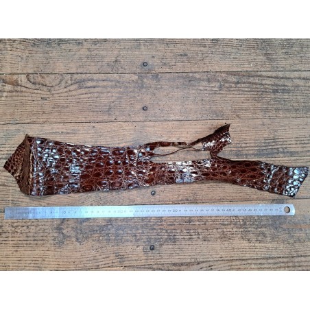Peau de crocodile brun rouge - Cuir en Stock