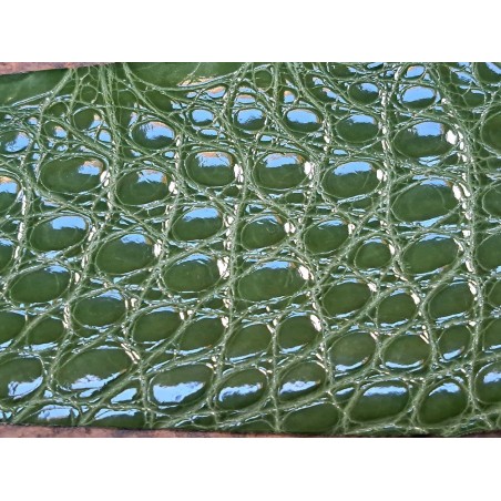 Peau de crocodile véritable - Vert kaki - Cuir en Stock