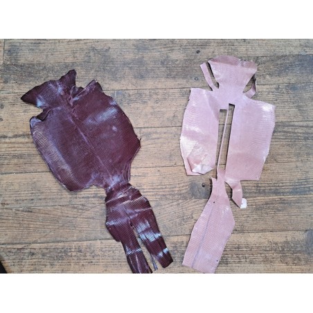 Lot de 2 peaux de cuir de lézard - B - Raisin/Rose