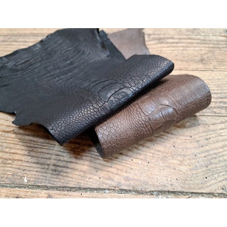 Lot de 2 pattes d'autruche - A - Marron/Noir - Cuir en Stock