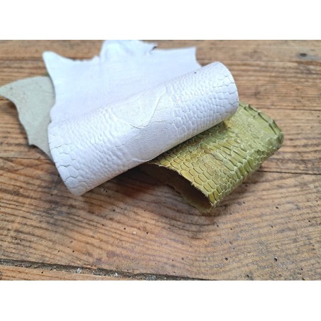 Lot de 2 pattes d'autruche - F - Blanc/Vert - Cuir en Stock