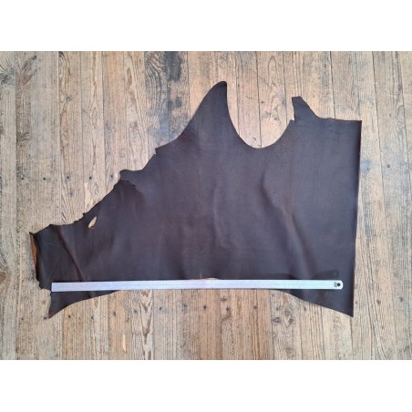 Demi-peau de cuir gras pullup - Marron - B - Cuir en Stock
