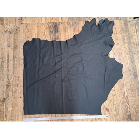 Grand morceau de cuir de vache grainé - Noir mat - A - Cuir en Stock