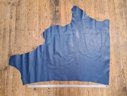 Demi-peau de cuir de veau lisse - Bleu denim - B - Cuir en Stock