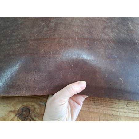 Demi collet de vache tannage végétal - Café - Cuir en Stock