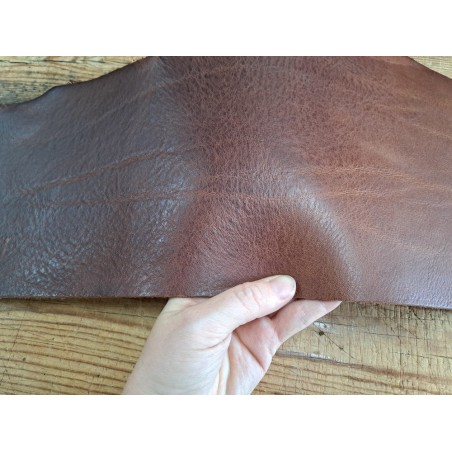 Bande de collet tannage végétal grainé nuancé - Marron - Cuir en Stock