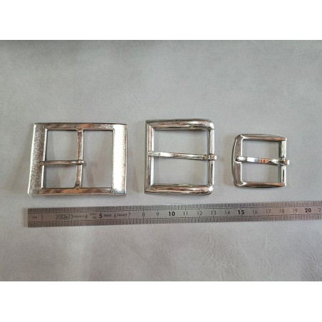 LOT de 3 boucles de ceinture - H - Nickelé - 30mm / 40mm