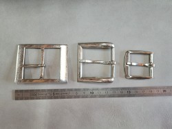 LOT de 3 boucles de ceinture - H - Nickelé - 30mm / 40mm