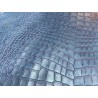 Bande de cuir de veau - effet croco - bleu - maroquinerie - Cuir en stock