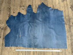 Demi peau de cuir de veau grain crocodile - Bleu