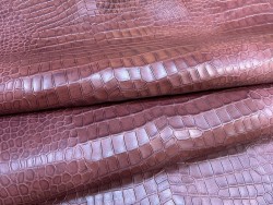 Bande de cuir de veau - effet croco - bordeaux - maroquinerie - Cuirenstock