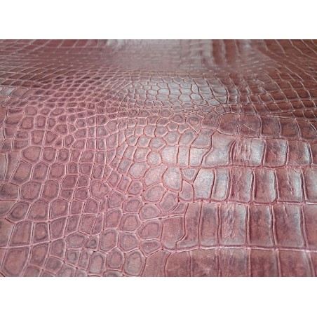 Bande de cuir de veau - effet croco - bordeaux - maroquinerie - cuirenstock