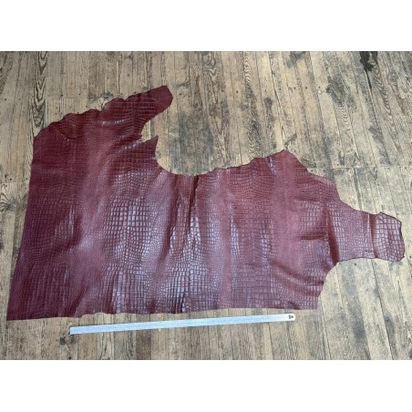 Demi peau de cuir de veau grain crocodile - Bordeaux - B