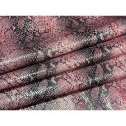 Peau de veau velours serpent - rose - maroquinerie - cuir en stock