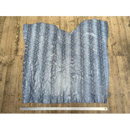 Peau de veau velours serpent - bleu - maroquinerie - cuirenstock