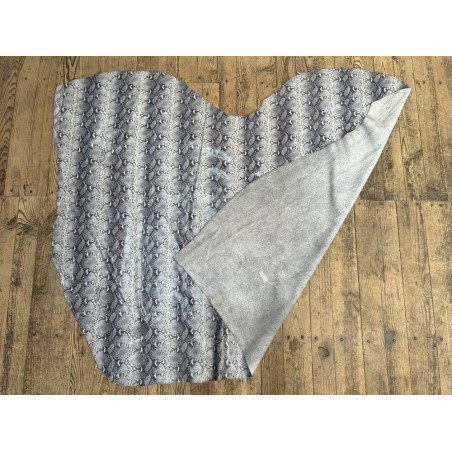 Peau de veau velours serpent - gris - maroquinerie - cuir en stock