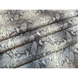 Peau de veau velours serpent - gris - maroquinerie - cuir en stock