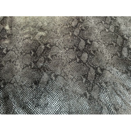 Peau de veau velours serpent - gris anthracite - maroquinerie - Cuirenstock