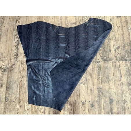 Peau de veau velours serpent - gris anthracite - maroquinerie - cuir en stock