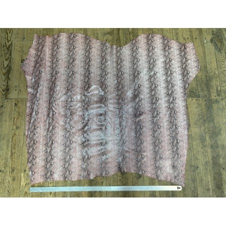 Peau de veau velours serpent - rose clair - maroquinerie - cuirenstock