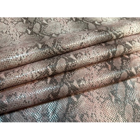 Peau de veau velours serpent - rose clair - maroquinerie - cuir en stock